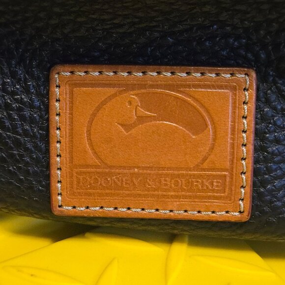 Dooney & Bourke Black Pebble Grain Leather Hobo Bag With Tan Accents & Red Inter - Picture 8 of 10